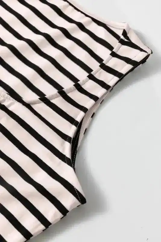 Slim Maxi Dress - White Striped Sleeveless Buttoned - Fashionfitz