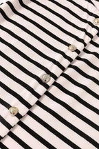 Slim Maxi Dress - White Striped Sleeveless Buttoned - Fashionfitz