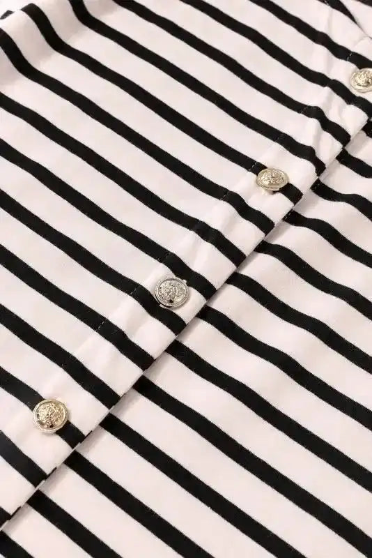 Slim Maxi Dress - White Striped Sleeveless Buttoned - Fashionfitz