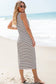 Slim maxi dress - white striped print sleeveless buttoned - dresses/maxi dresses