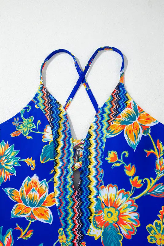 Slim & sculpt blue floral backless swimsuit sizes