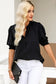 Smock sleeve v-neck blouse - blouses