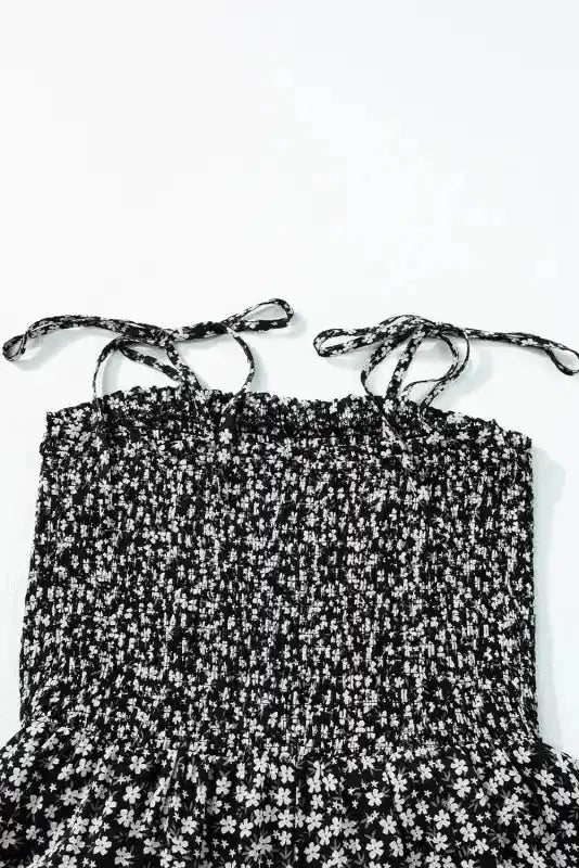 Smocked Bodice Wide Leg Floral Jumpsuit - Fashionfitz