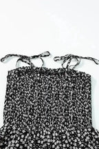 Smocked Bodice Wide Leg Floral Jumpsuit - Fashionfitz