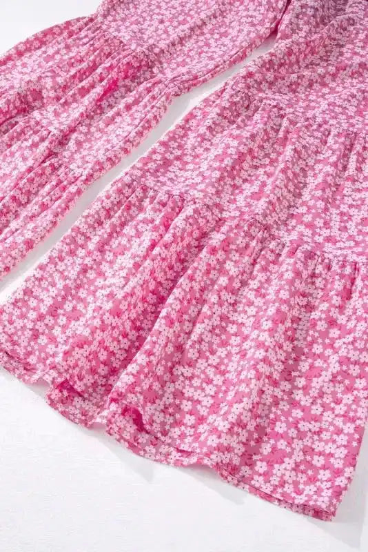 Smocked Bodice Wide Leg Floral Jumpsuit - Fashionfitz