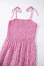 Smocked Bodice Wide Leg Floral Jumpsuit - Fashionfitz