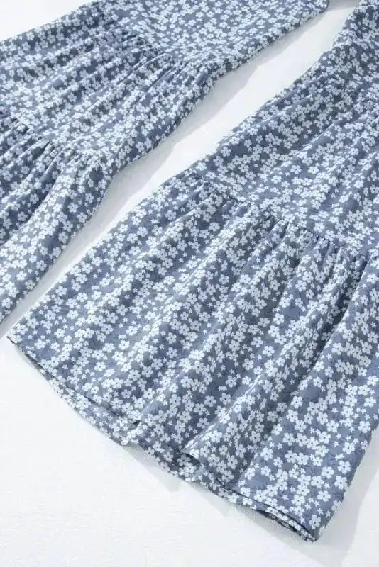 Smocked Bodice Wide Leg Floral Jumpsuit - Fashionfitz