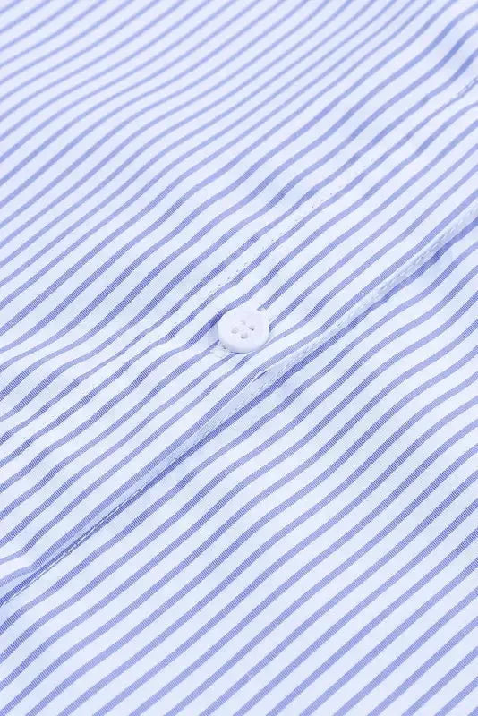 Smocked Cuff Striped Boyfriend Shirt - Fashionfitz