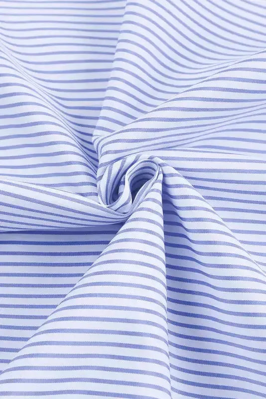 Smocked Cuff Striped Boyfriend Shirt - Fashionfitz