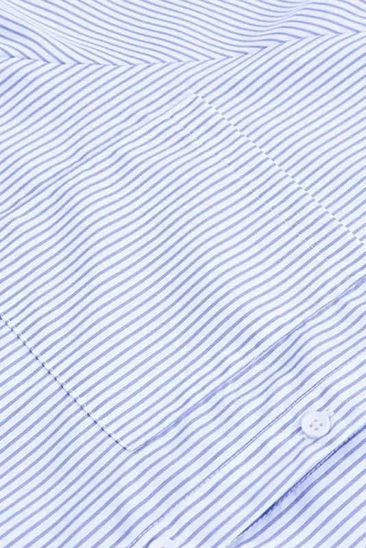 Smocked Cuff Striped Boyfriend Shirt - Fashionfitz