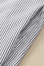 Smocked Cuff Striped Boyfriend Shirt - Fashionfitz