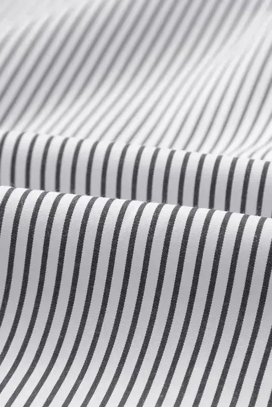 Smocked Cuff Striped Boyfriend Shirt - Fashionfitz