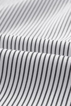 Smocked Cuff Striped Boyfriend Shirt - Fashionfitz