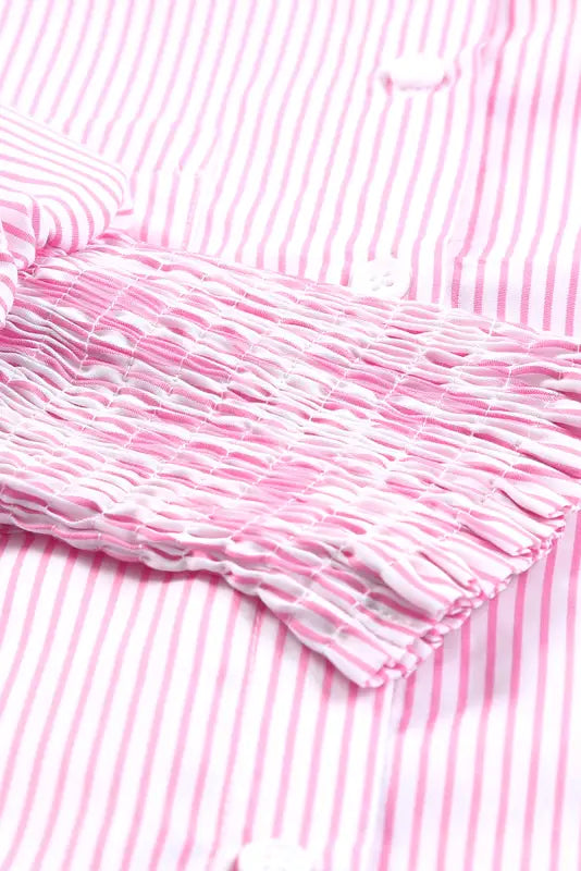 Smocked cuff striped boyfriend shirt | new arrivals | fashionfitz