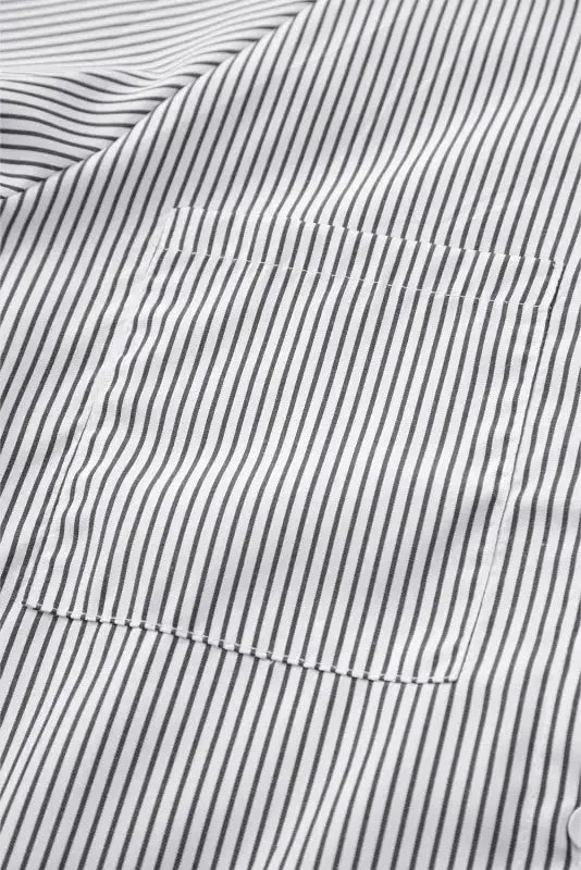 Smocked Cuff Striped Boyfriend Shirt - Fashionfitz