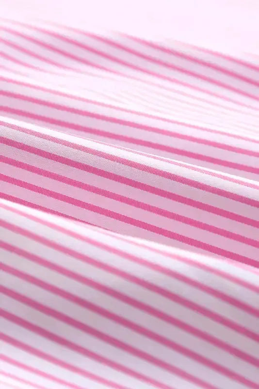 Smocked Cuff Striped Boyfriend Shirt - Fashionfitz