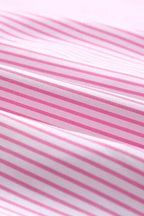 Smocked Cuff Striped Boyfriend Shirt - Fashionfitz