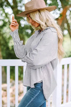 Smocked Cuff Striped Boyfriend Shirt - Fashionfitz