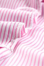 Smocked Cuff Striped Boyfriend Shirt - Fashionfitz