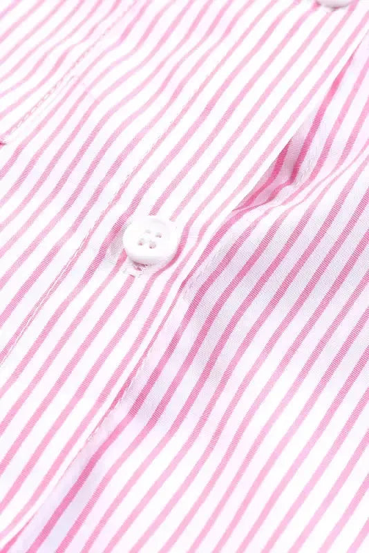 Smocked Cuff Striped Boyfriend Shirt - Fashionfitz