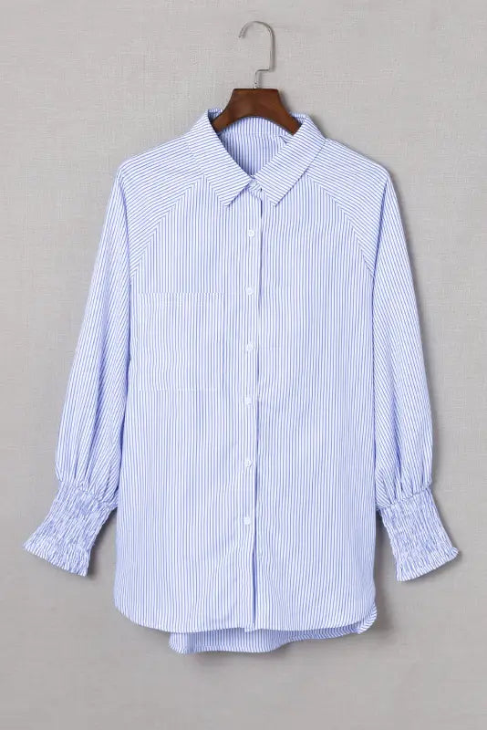 Smocked cuff striped boyfriend shirt | new arrivals | fashionfitz