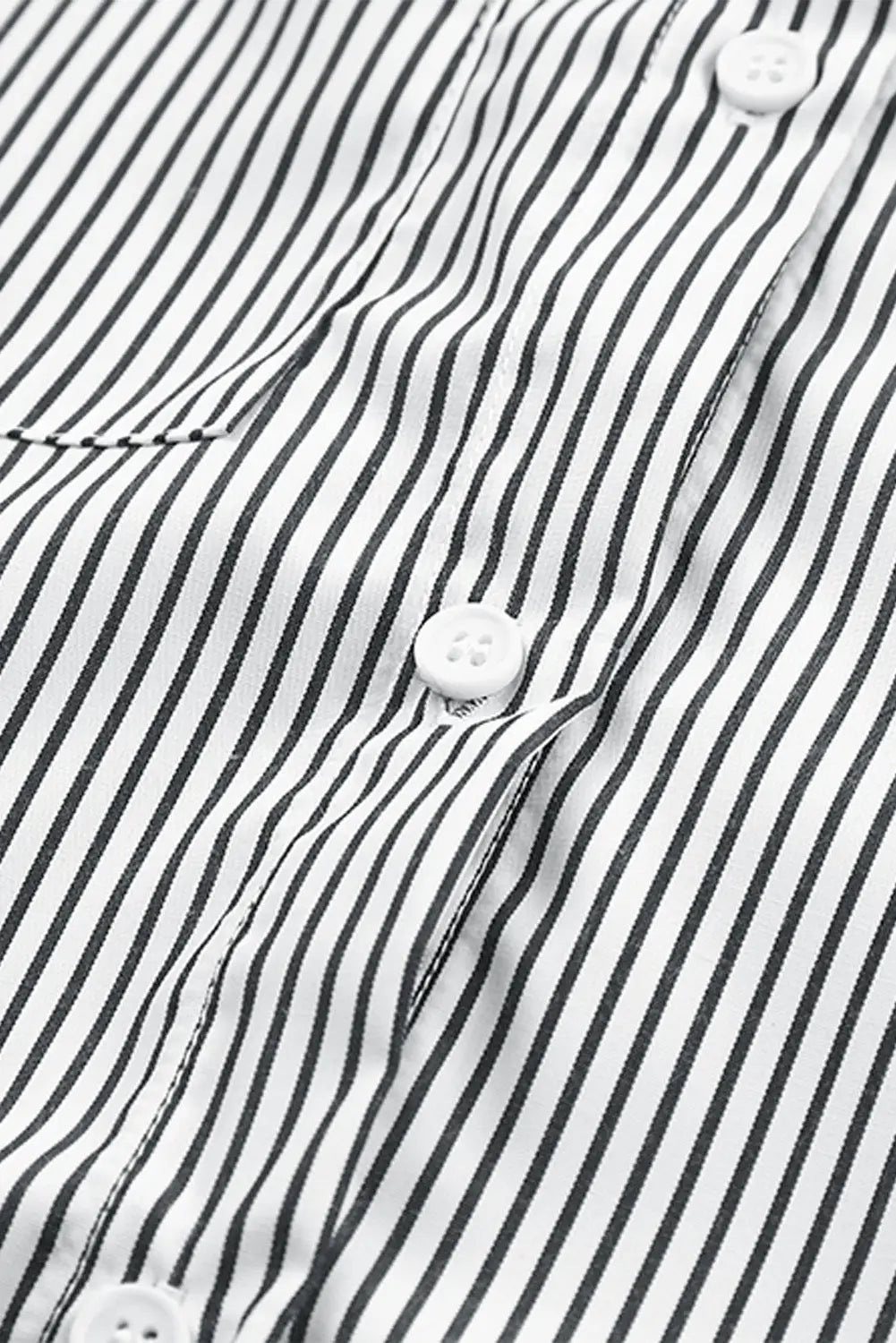 Smocked cuffed striped boyfriend shirt with pocket - tops