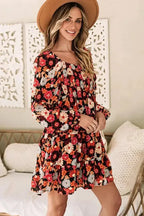 Smocked Long Sleeve Floral Dress - Fashionfitz