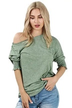 Smocked Sleeve Casual Loose Top - Fashionfitz