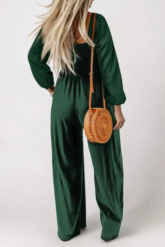 Smocked wide leg jumpsuit - jumpsuits