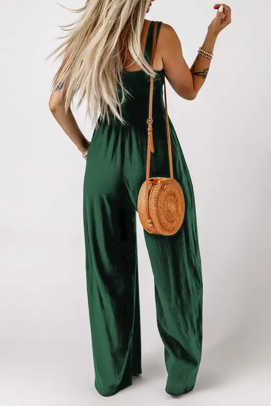 Smocked wide leg jumpsuit - jumpsuits