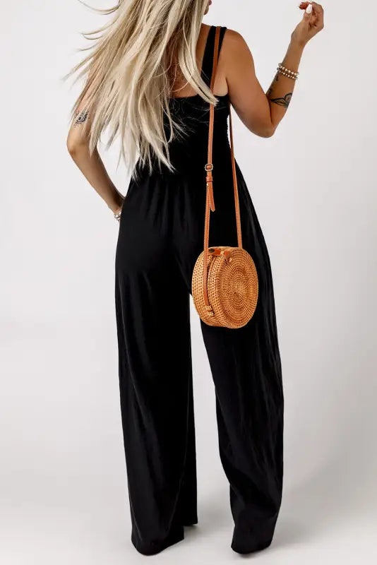 Smocked wide leg jumpsuit - jumpsuits