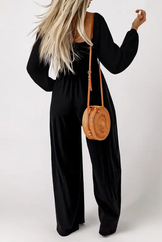 Smocked wide leg jumpsuit - jumpsuits