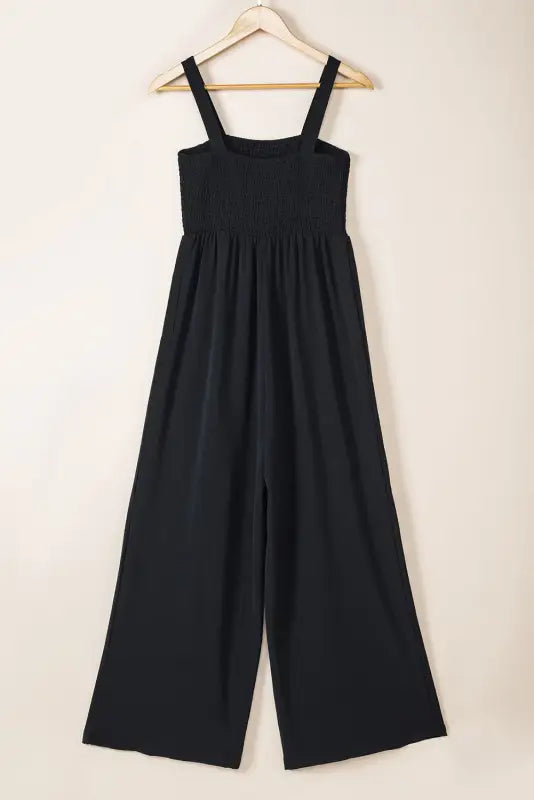 Smocked wide leg jumpsuit - jumpsuits