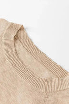 Smoke Gray Ribbed Raglan Short Sleeve Sweater - Fashionfitz