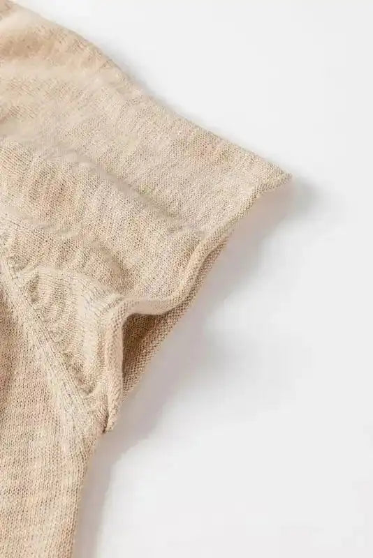 Smoke Gray Ribbed Raglan Short Sleeve Sweater - Fashionfitz