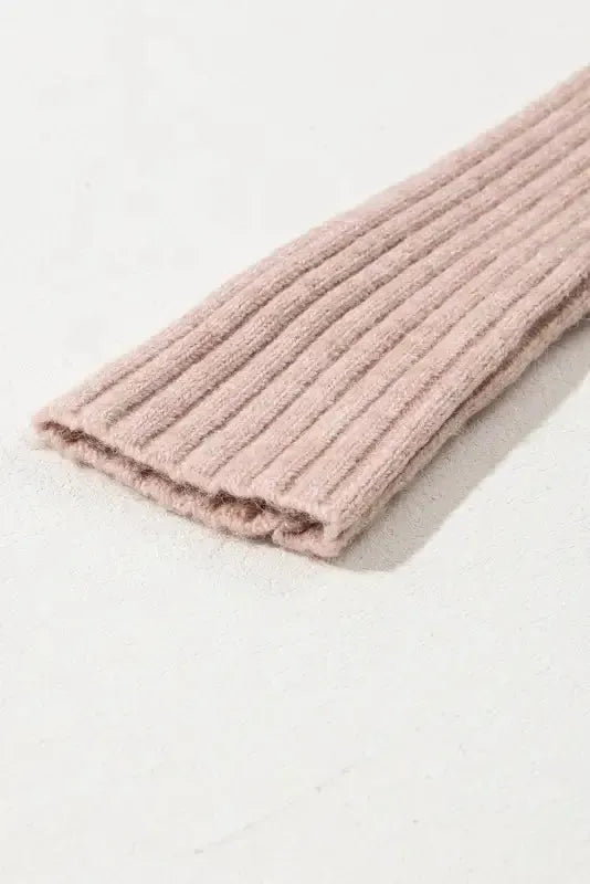 Smoke Gray Ribbed Trim Puff Sleeve Open Cardigan - Fashionfitz