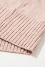 Smoke Gray Ribbed Trim Puff Sleeve Open Cardigan - Fashionfitz