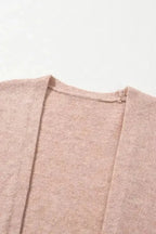 Smoke Gray Ribbed Trim Puff Sleeve Open Cardigan - Fashionfitz