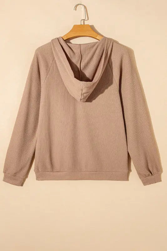 Long sleeve tops smoke gray waffle knit half zip raglan