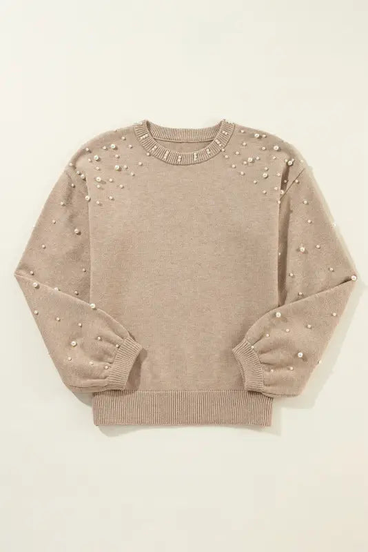 Smoky pearl accent sweater - sweaters