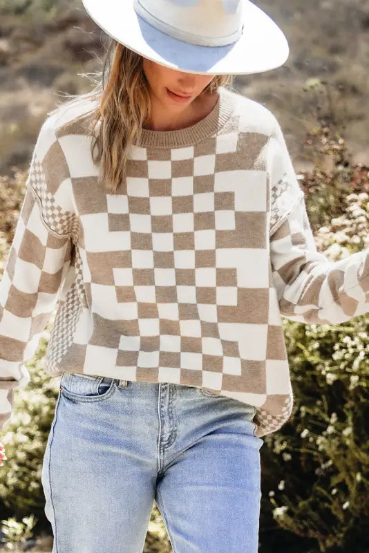 Smoky plaid soft knit jumper | fashionfitz women’s knitwear