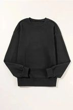 Snap Buttons Side Splits Pullover Sweatshirt - Black - Fashionfitz