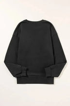 Snap Buttons Side Splits Pullover Sweatshirt - Black - Fashionfitz