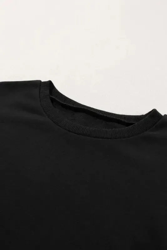 Snap Buttons Side Splits Pullover Sweatshirt - Black - Fashionfitz