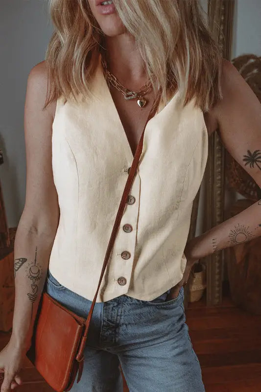 Snowy chic linen vest