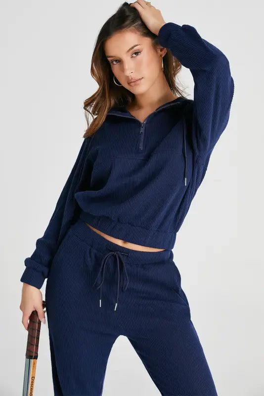 Cozy soft cropped hoodie & joggers set - stay active | fashionfitz