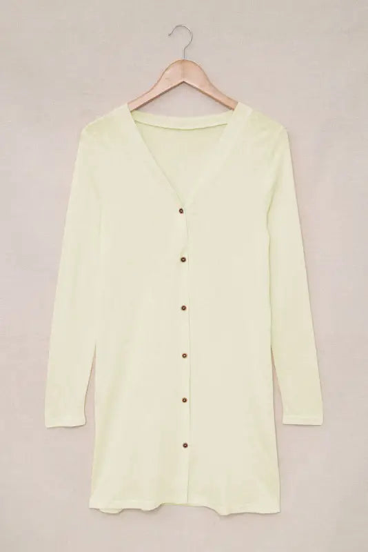 Solid color open-front buttons cardigan - tops