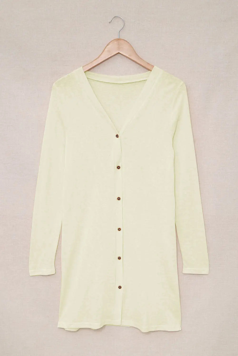 Solid color open-front buttons cardigan - tops