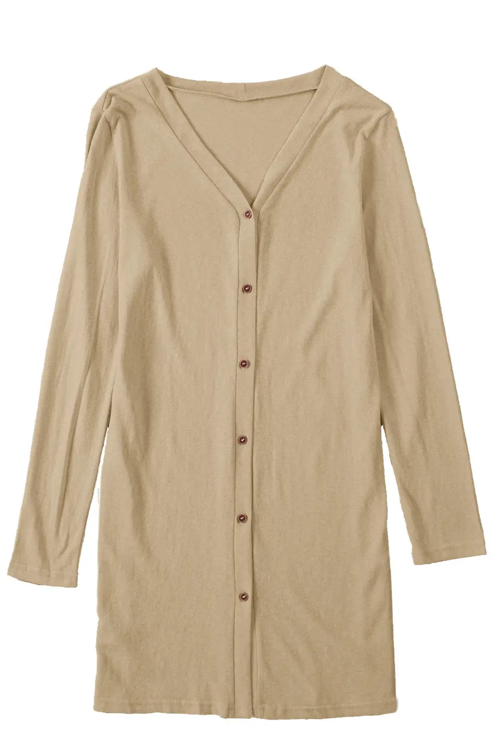 Solid color open-front buttons cardigan - tops
