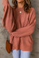 Solid color puffy sleeve pocketed sweater - sweaters & cardigans